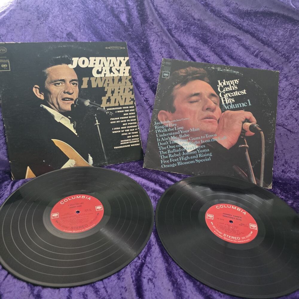 Johnny Cash Vinyl Lot I Walk The Line + Greatest Hits Vol 1 LP Bundle Bonus...